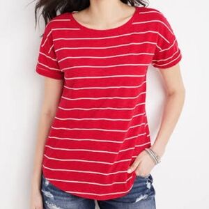 Maurices Red Striped Women's Ruffled Sleeveless Top